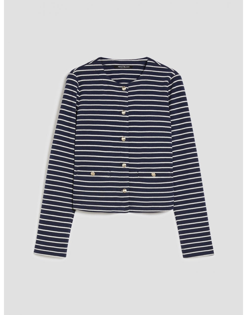 Young Ideas/Henmores - Carena Striped Jersey Jacket - 002 Navy Pinstripes - 10