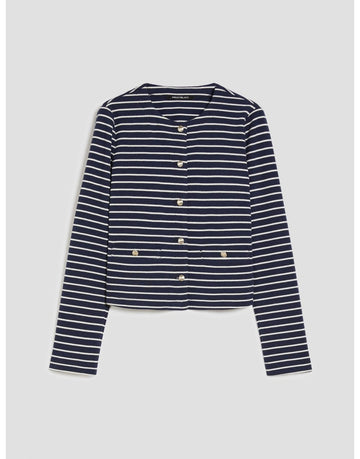 Young Ideas/Henmores - Carena Striped Jersey Jacket - 002 Navy Pinstripes - 10