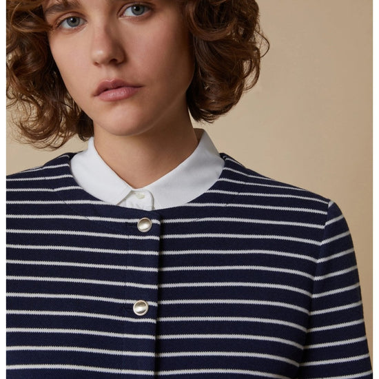 Young Ideas/Henmores - Carena Striped Jersey Jacket - 002 Navy Pinstripes - 10