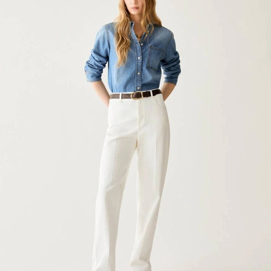 Young Ideas & Henmores -Cobalto Wide Leg Jeans -001 Wool White -8