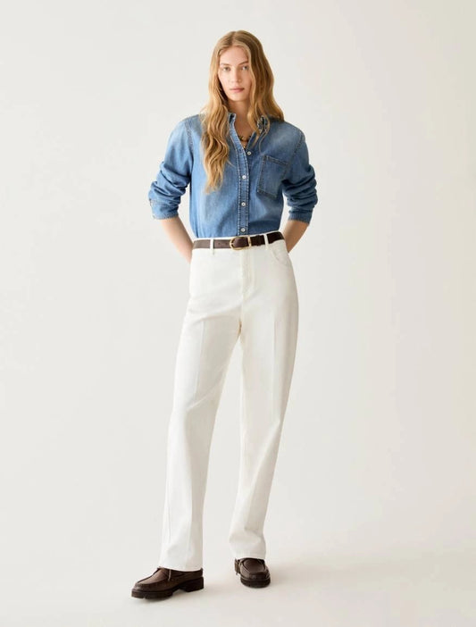 Young Ideas & Henmores -Cobalto Wide Leg Jeans -001 Wool White -8