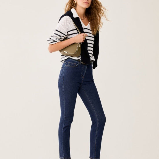 Young Ideas & Henmores - Dolce Knitted Stripe Jumper - 006 Navy Stripe - XS