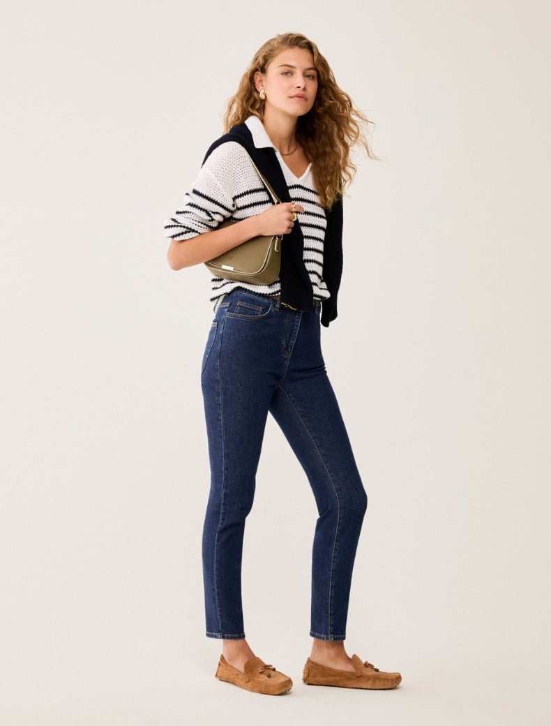 Young Ideas & Henmores - Dolce Knitted Stripe Jumper - 006 Navy Stripe - XS