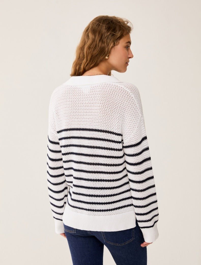 Young Ideas & Henmores - Dolce Knitted Stripe Jumper - 006 Navy Stripe - XS