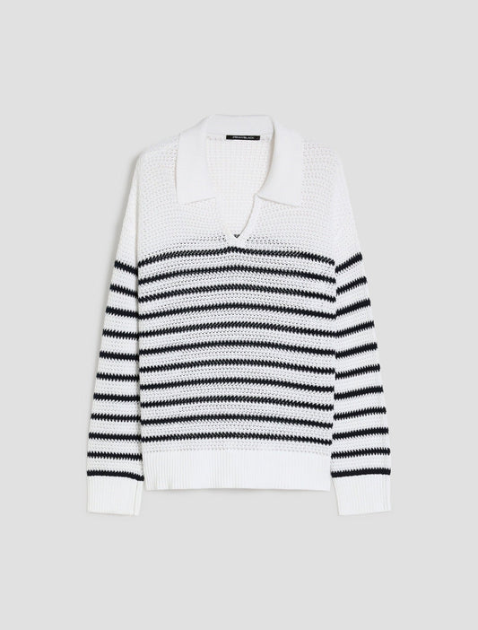 Young Ideas & Henmores - Dolce Knitted Stripe Jumper - 006 Navy Stripe - XS
