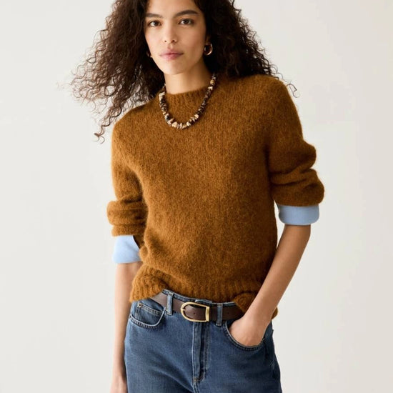 Young Ideas & Henmores -Emiro Alpaca Mix Jumper -003 Tobacco Brown -XS