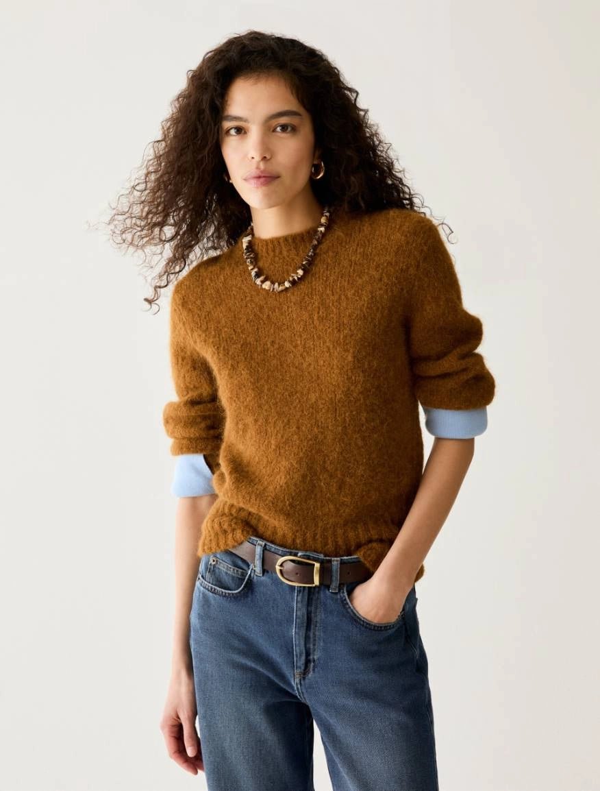 Young Ideas & Henmores -Emiro Alpaca Mix Jumper -003 Tobacco Brown -XS