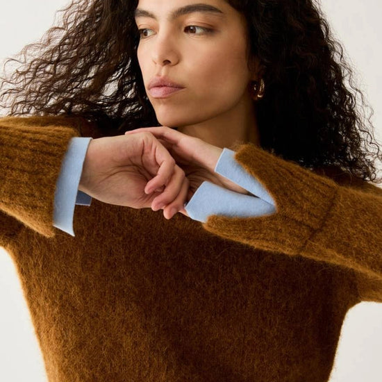 Young Ideas & Henmores -Emiro Alpaca Mix Jumper -003 Tobacco Brown -XS