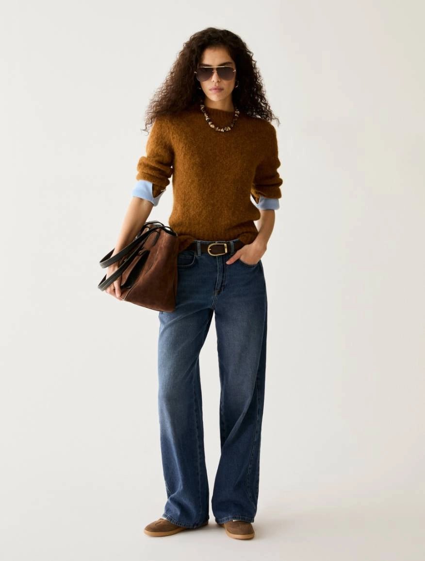 Young Ideas & Henmores -Emiro Alpaca Mix Jumper -003 Tobacco Brown -XS