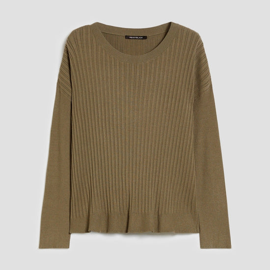 Young Ideas & Henmores - Erba Panel Detail Crew Neck Jumper - 008 Khaki - XS