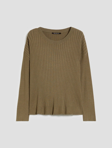 Young Ideas & Henmores - Erba Panel Detail Crew Neck Jumper - 008 Khaki - XS