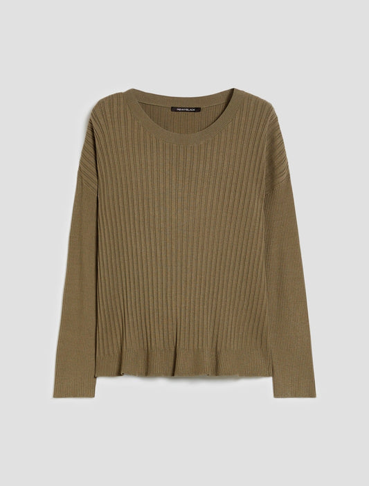 Young Ideas & Henmores - Erba Panel Detail Crew Neck Jumper - 008 Khaki - XS