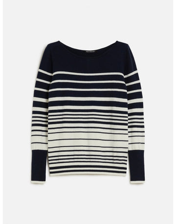 Young Ideas/Henmores - Fanello Striped Cuff Detail Crew Neck Jumper - 003 Navy Pinstripes - S