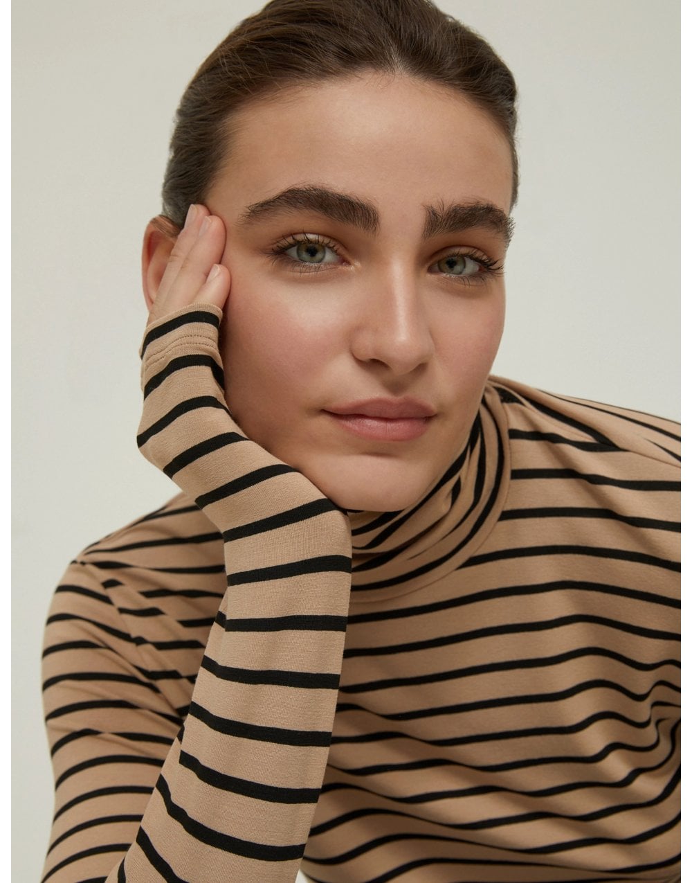 Young Ideas/Henmores - Ibiza Roll Neck Striped Top - 003 Black - S