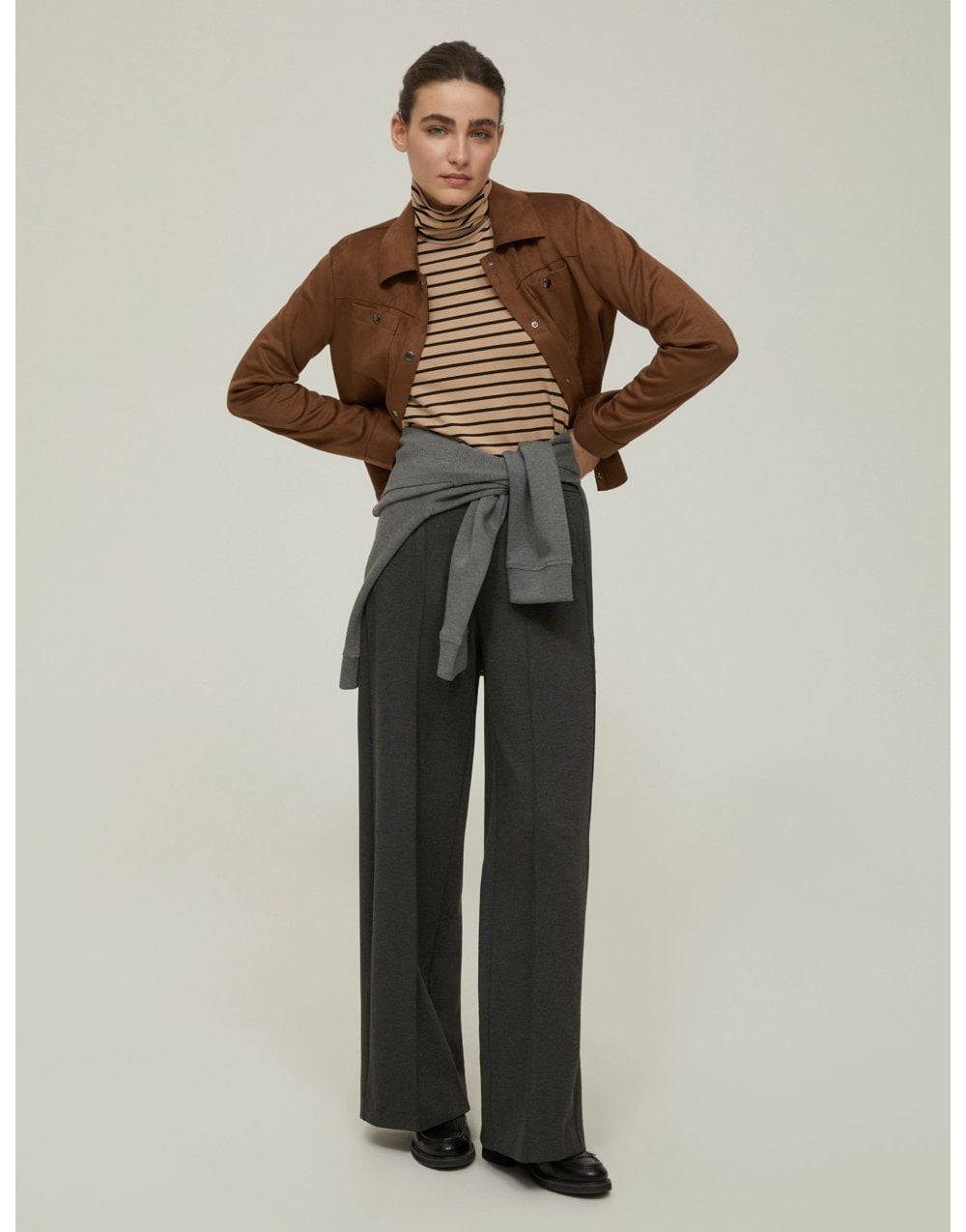 Young Ideas/Henmores - Ibiza Roll Neck Striped Top - 003 Black - S