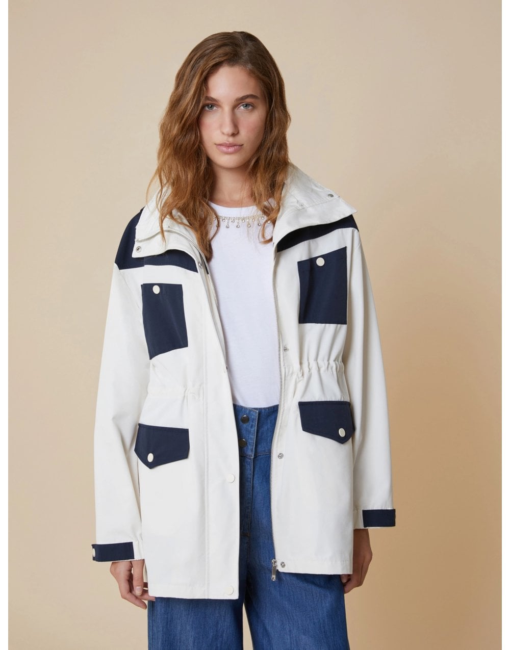 Young Ideas/Henmores - Ino Contrast Pockets Rain Jacket - 001 Ivory - 10