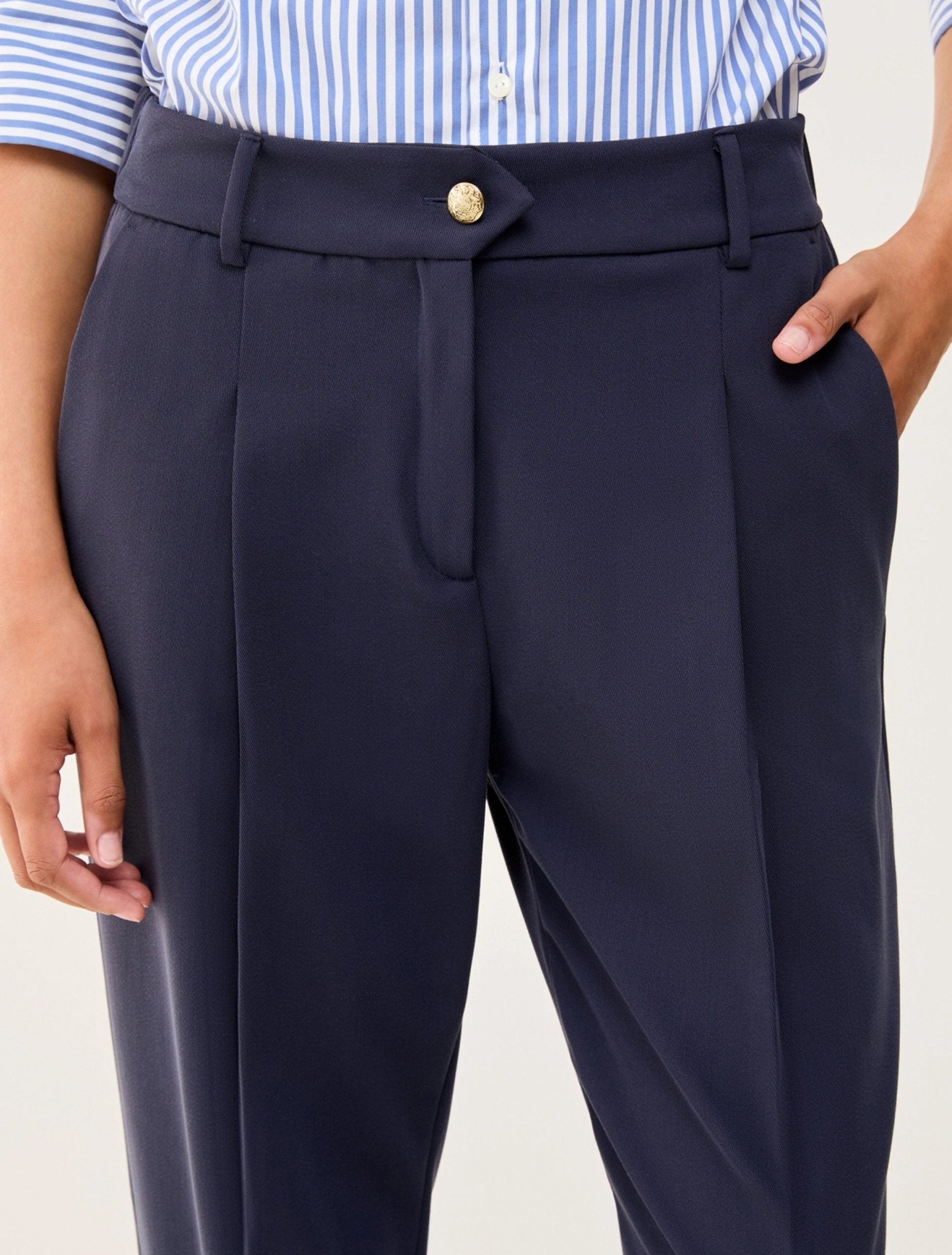 Young Ideas & Henmores - Madia Tapered Cigarette Trousers - 003 Navy - 8