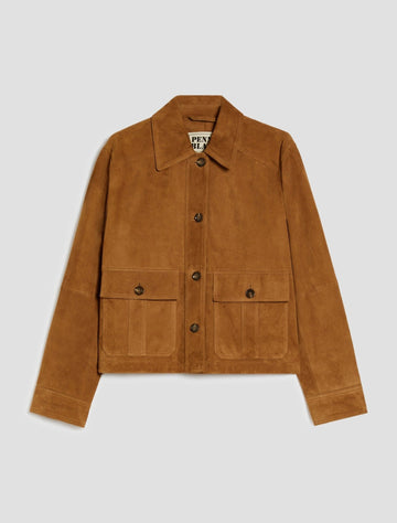 Young Ideas & Henmores - Madre Suede Short Jacket - 001 Tobacco Brown - 8