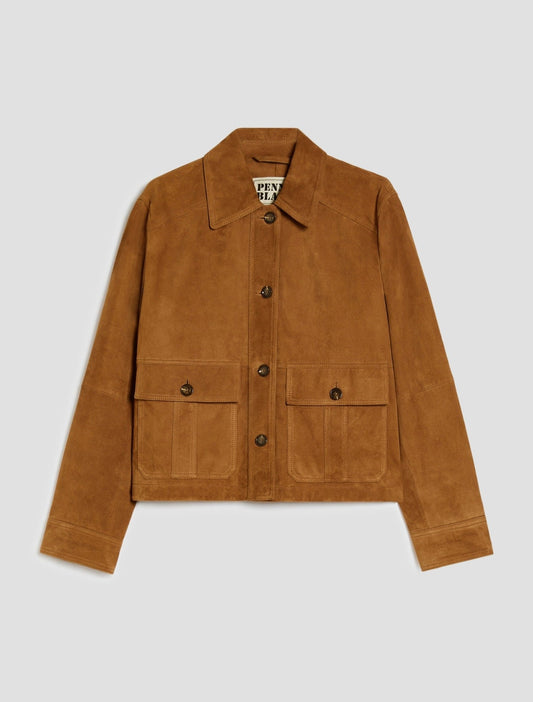 Young Ideas & Henmores - Madre Suede Short Jacket - 001 Tobacco Brown - 8