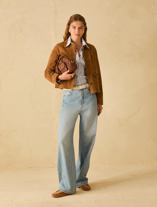 Young Ideas & Henmores - Madre Suede Short Jacket - 001 Tobacco Brown - 8