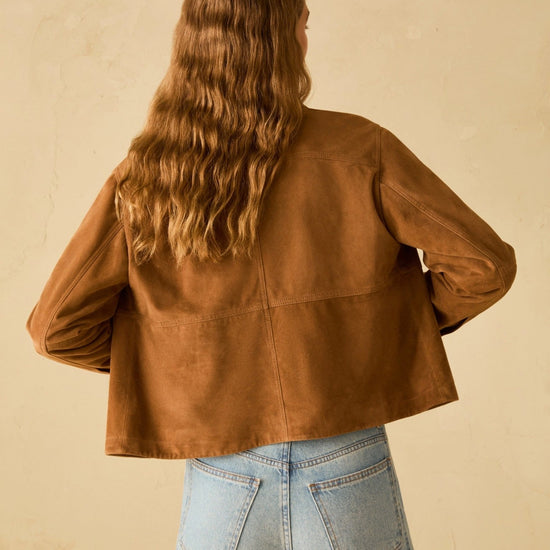 Young Ideas & Henmores - Madre Suede Short Jacket - 001 Tobacco Brown - 8