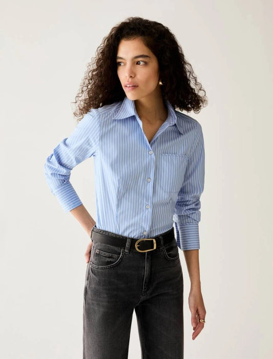 Young Ideas & Henmores -Margaret Slim Striped Shirt -003 Light Blue -8