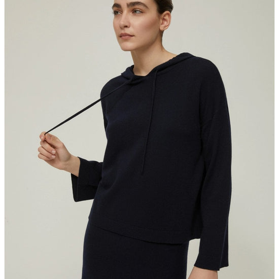 Young Ideas/Henmores - Naxos Knitted Hoodie - 006 Navy - XS