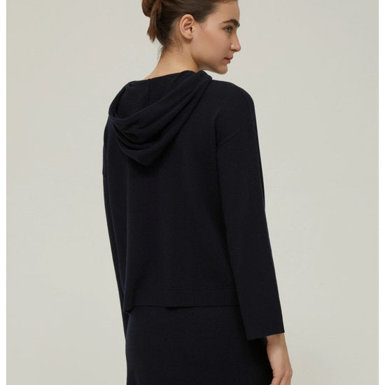 Young Ideas/Henmores - Naxos Knitted Hoodie - 006 Navy - XS