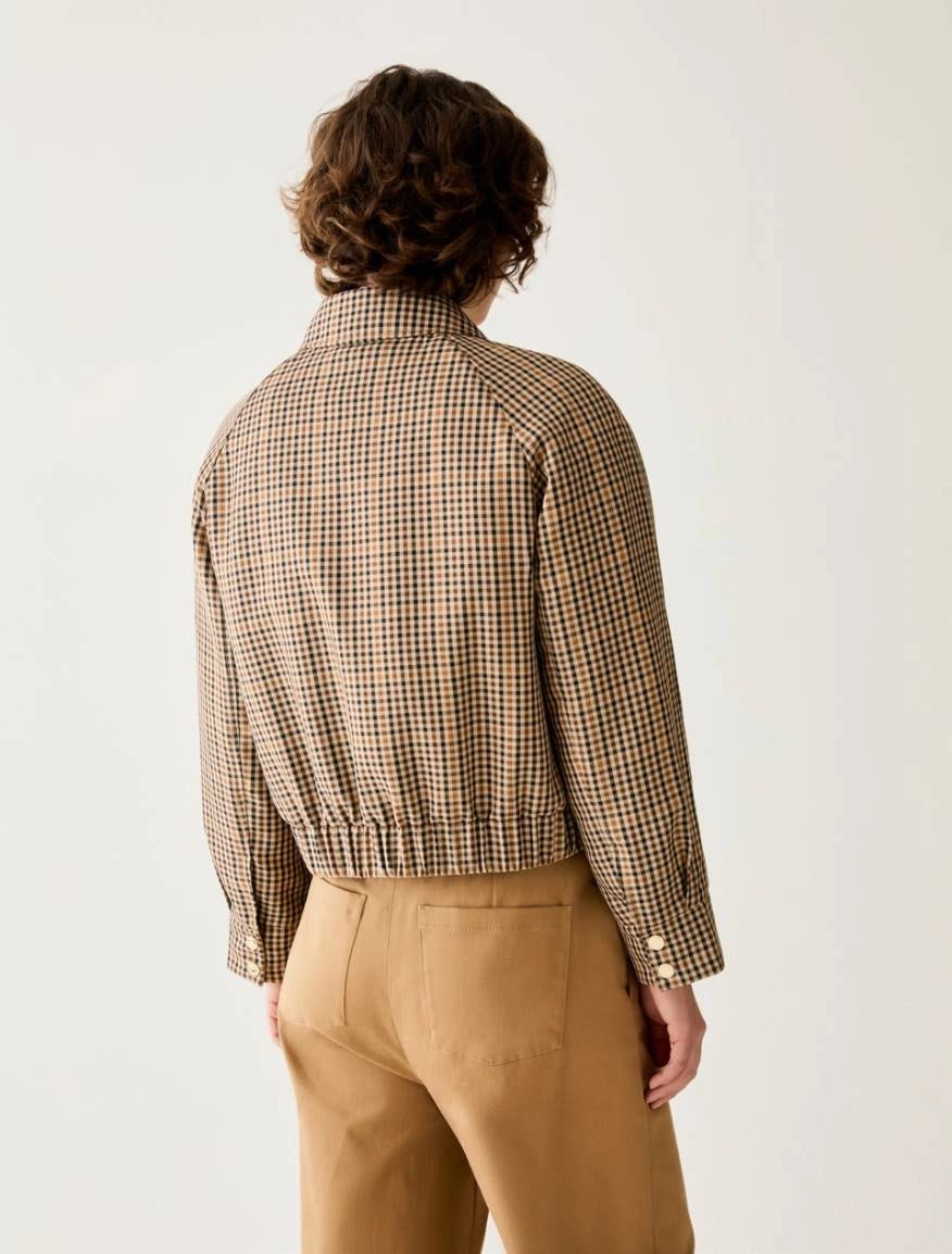 Young Ideas & Henmores -Novella Check Short Jacket -001 Camel -8