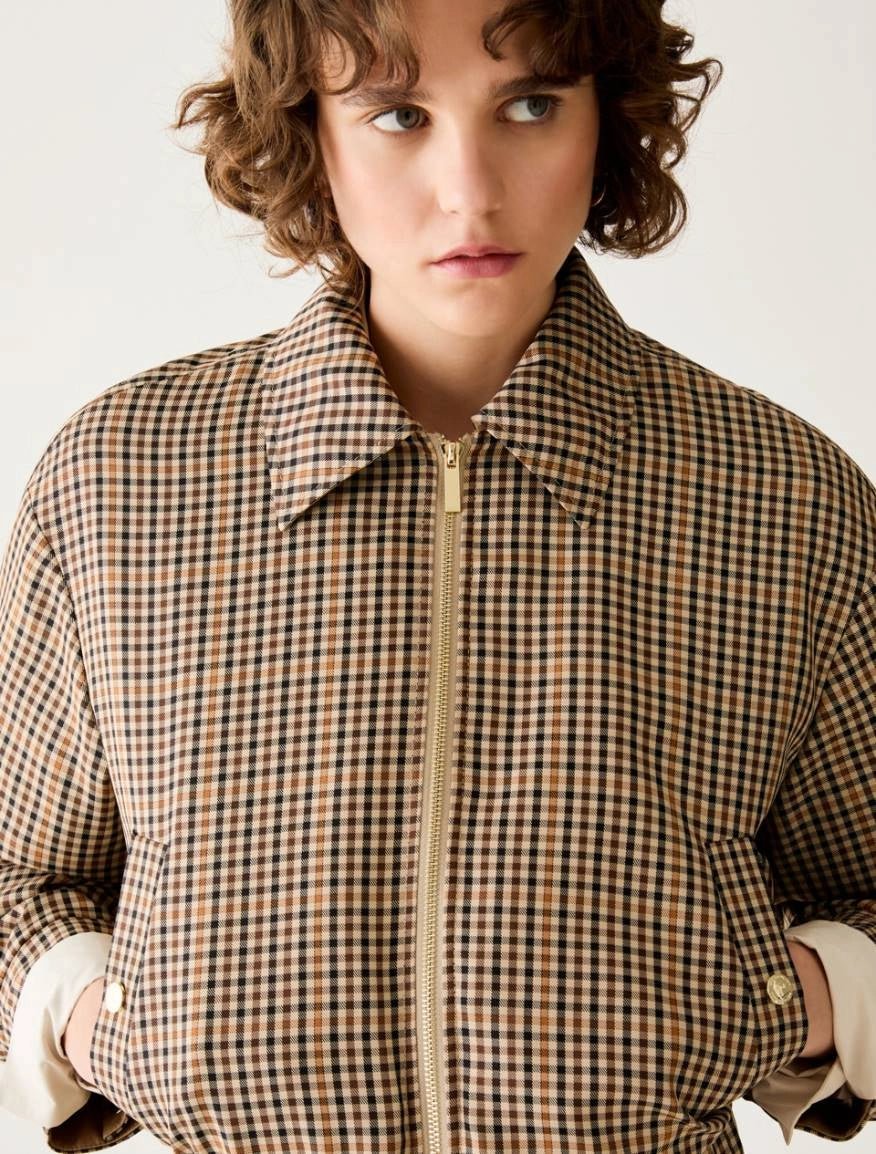 Young Ideas & Henmores -Novella Check Short Jacket -001 Camel -8