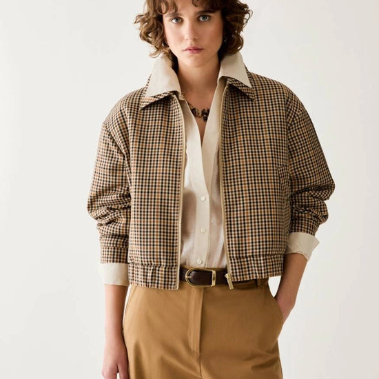 Young Ideas & Henmores -Novella Check Short Jacket -001 Camel -8