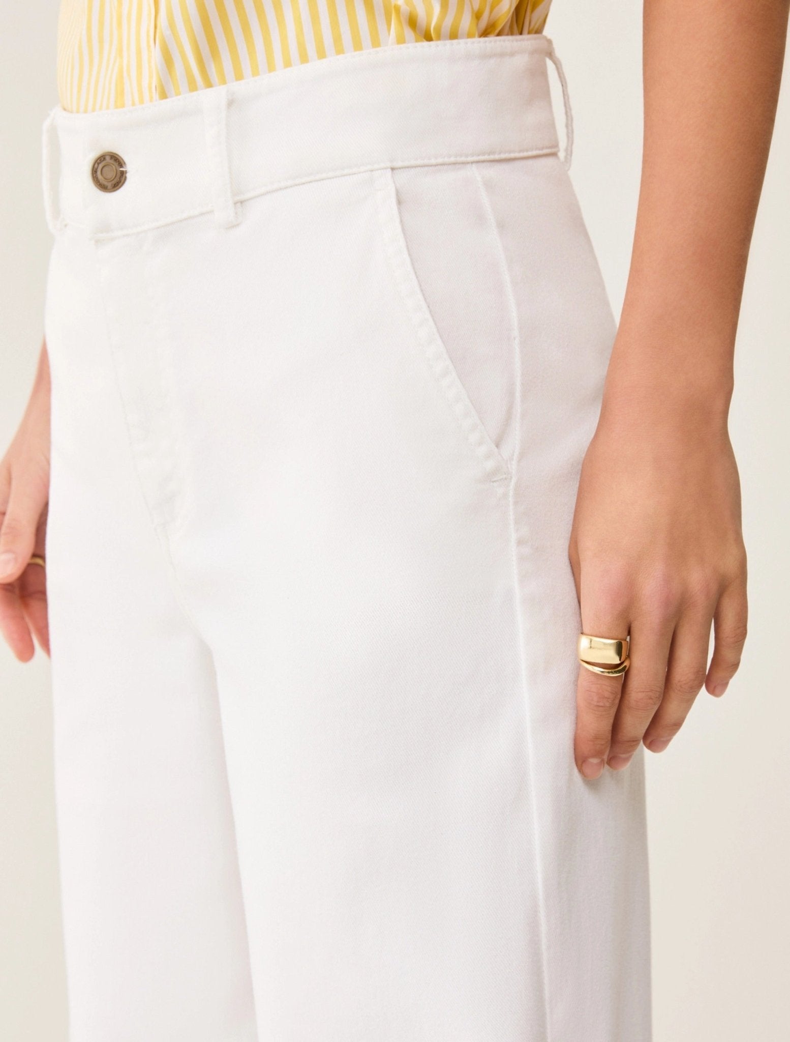 Young Ideas & Henmores - Ordine Wide Leg Trousers - 001 Ivory - 8