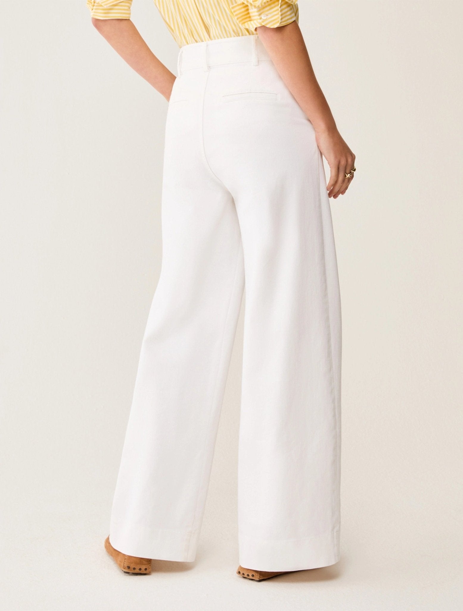 Young Ideas & Henmores - Ordine Wide Leg Trousers - 001 Ivory - 8