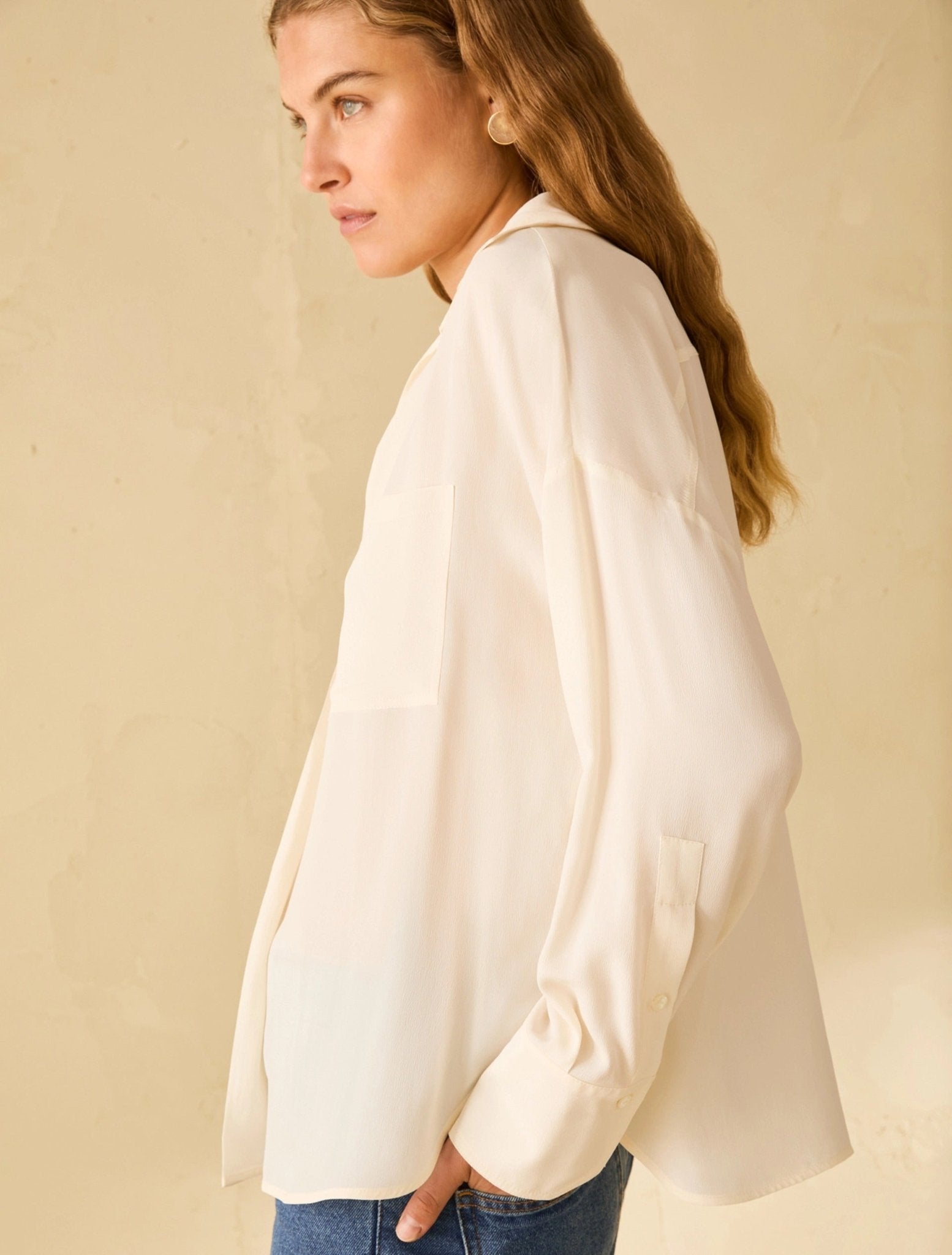 Young Ideas & Henmores - Rupia Collared V Neck Blouse - 001 Ivory - 8