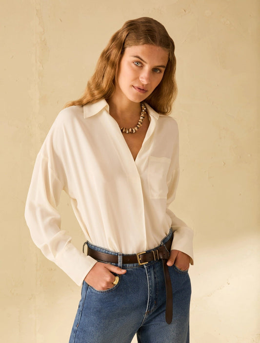 Young Ideas & Henmores - Rupia Collared V Neck Blouse - 001 Ivory - 8