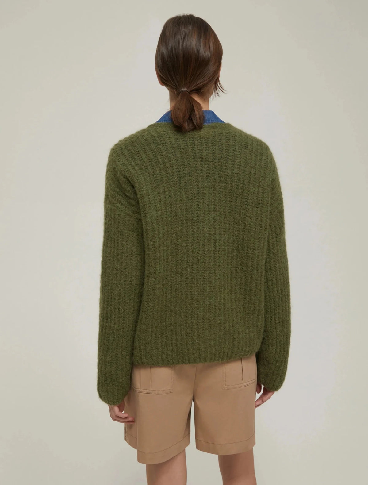 Young Ideas & Henmores -Salubre Mohair Crew Neck Jumper -004 Green -XS