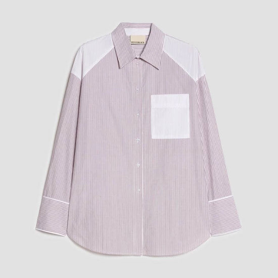 Young Ideas & Henmores -Sasia Striped Patch Pocket Shirt -004 Bordeaux -8