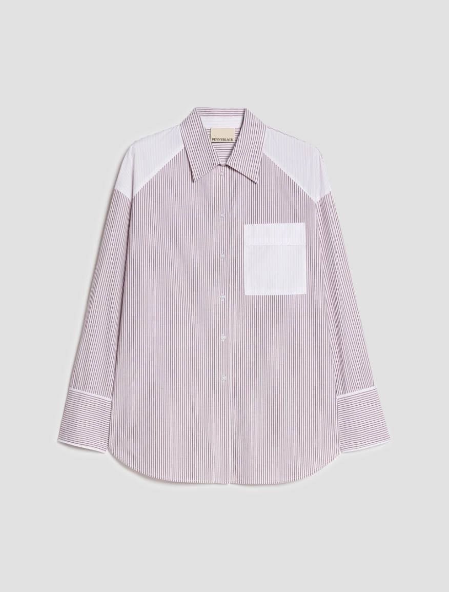 Young Ideas & Henmores -Sasia Striped Patch Pocket Shirt -004 Bordeaux -8