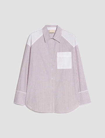 Young Ideas & Henmores -Sasia Striped Patch Pocket Shirt -004 Bordeaux -8
