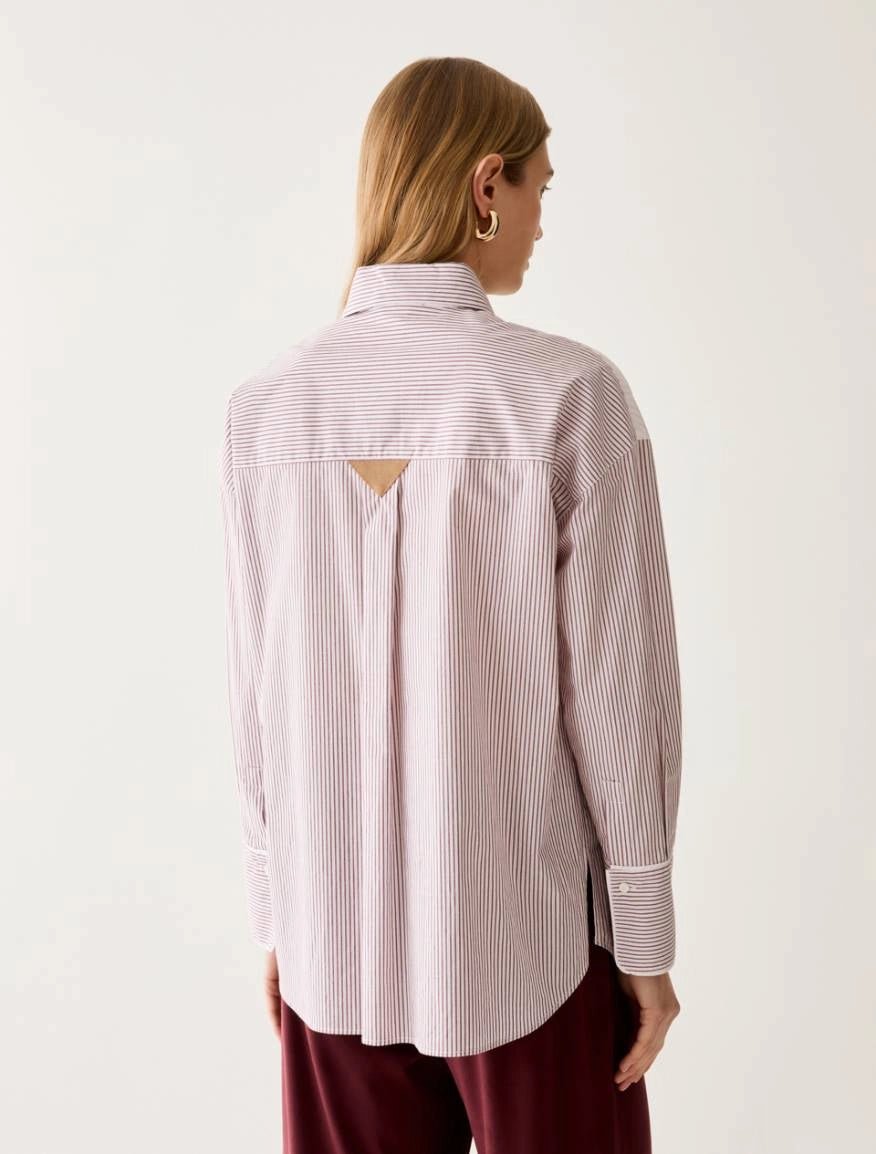 Young Ideas & Henmores -Sasia Striped Patch Pocket Shirt -004 Bordeaux -8