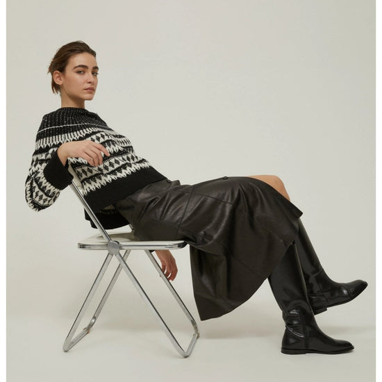 Young Ideas/Henmores - Sibilla Button Front Midi Skirt - 002 Black - 8