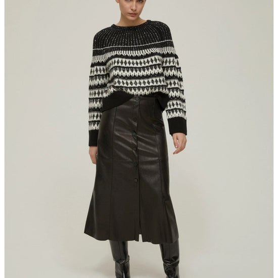 Young Ideas/Henmores - Sibilla Button Front Midi Skirt - 002 Black - 8