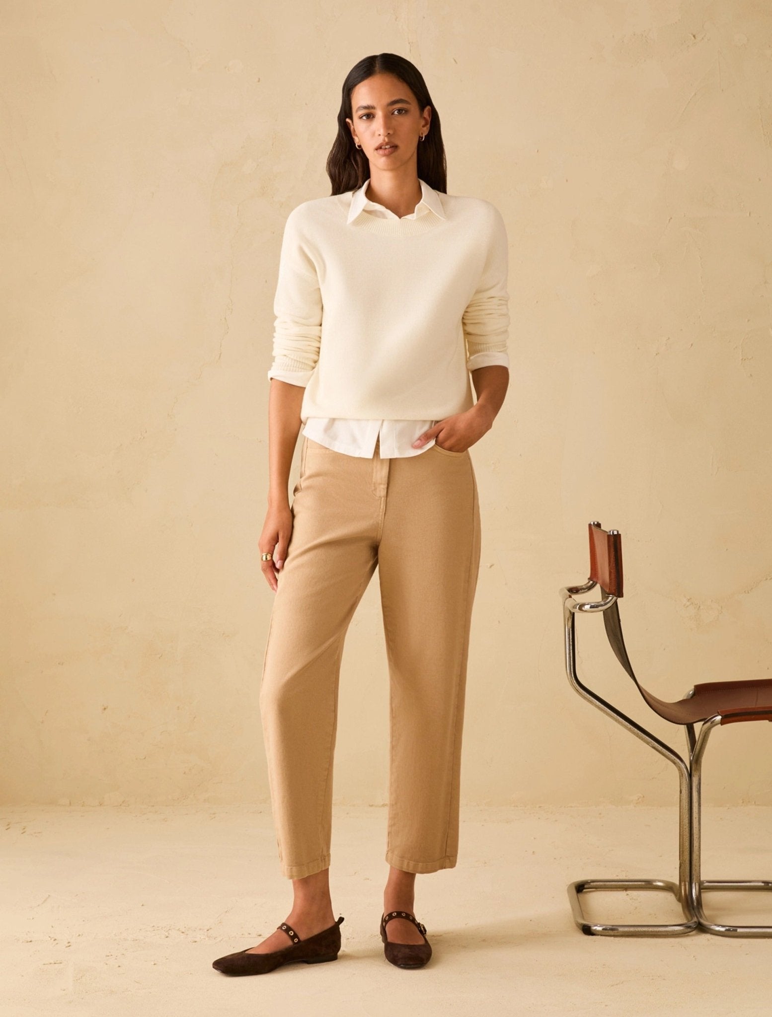 Young Ideas & Henmores - Stilla Wide Crop Jeans - 003 Camel - 8