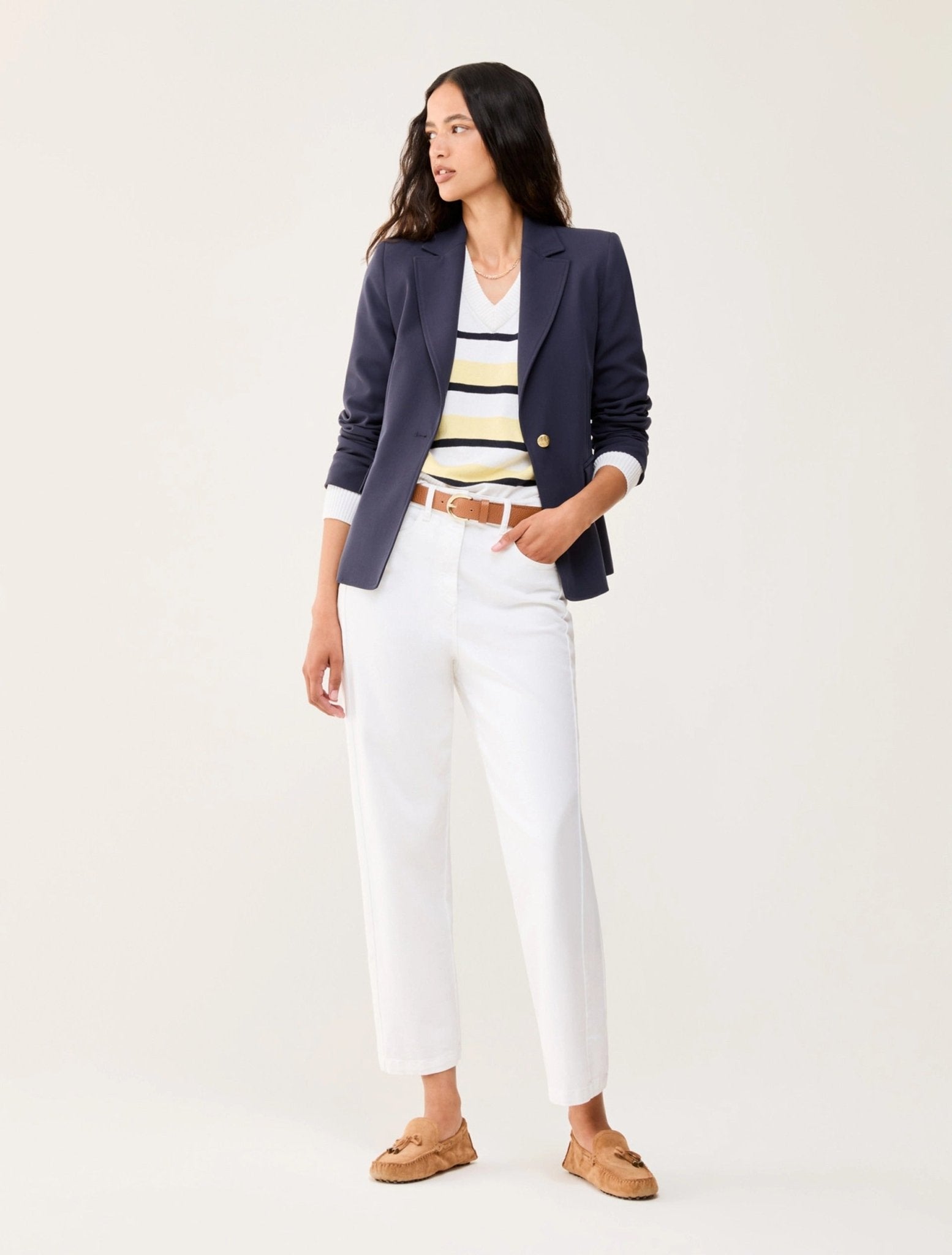 Young Ideas & Henmores - Stilla Wide Crop Jeans - 001 Ivory - 8