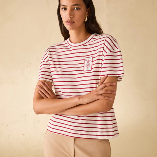 Young Ideas & Henmores - Tabarin Striped T-Shirt - 003 White - XS