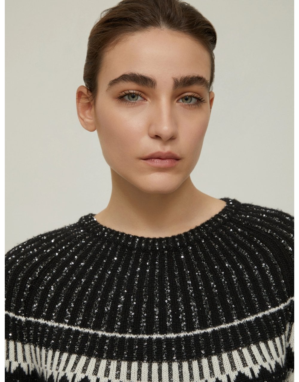 Young Ideas/Henmores - Xanadu Sparkle Fairisle Jumper - 001 Ivory Jacquard - S