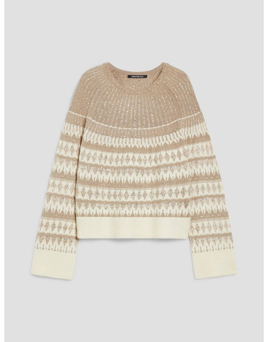 Young Ideas/Henmores - Xanadu Sparkle Fairisle Jumper - 001 Ivory Jacquard - S