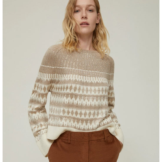 Young Ideas/Henmores - Xanadu Sparkle Fairisle Jumper - 001 Ivory Jacquard - S