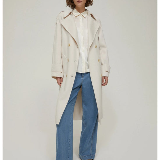 Young Ideas/Henmores - Zen Double Breasted Belted Coat - 001 Ivory - 8