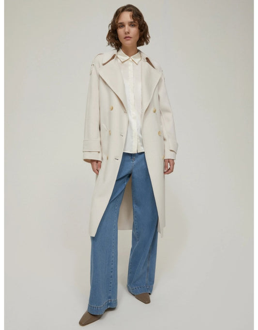 Young Ideas/Henmores - Zen Double Breasted Belted Coat - 001 Ivory - 8
